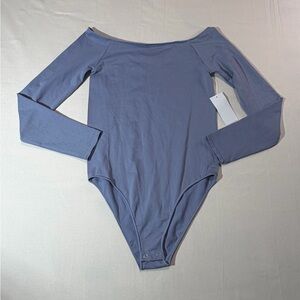 Just Polly Off The Shoulder Bodysuit Long Sleeve Sz M Minimalist Coquette